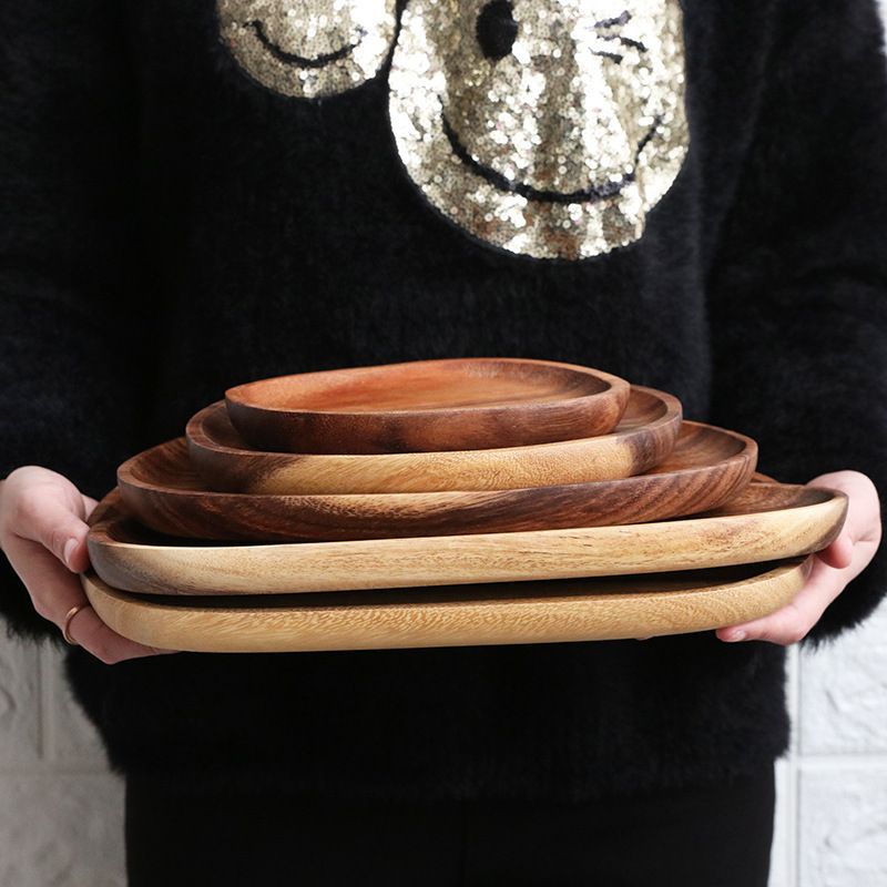 Akazienholztablett Kuchen Desserttablett Japanischer Stil Stall Haushalt Massivholztablett Kaffeetasse Wassertassentablett_voghion.com