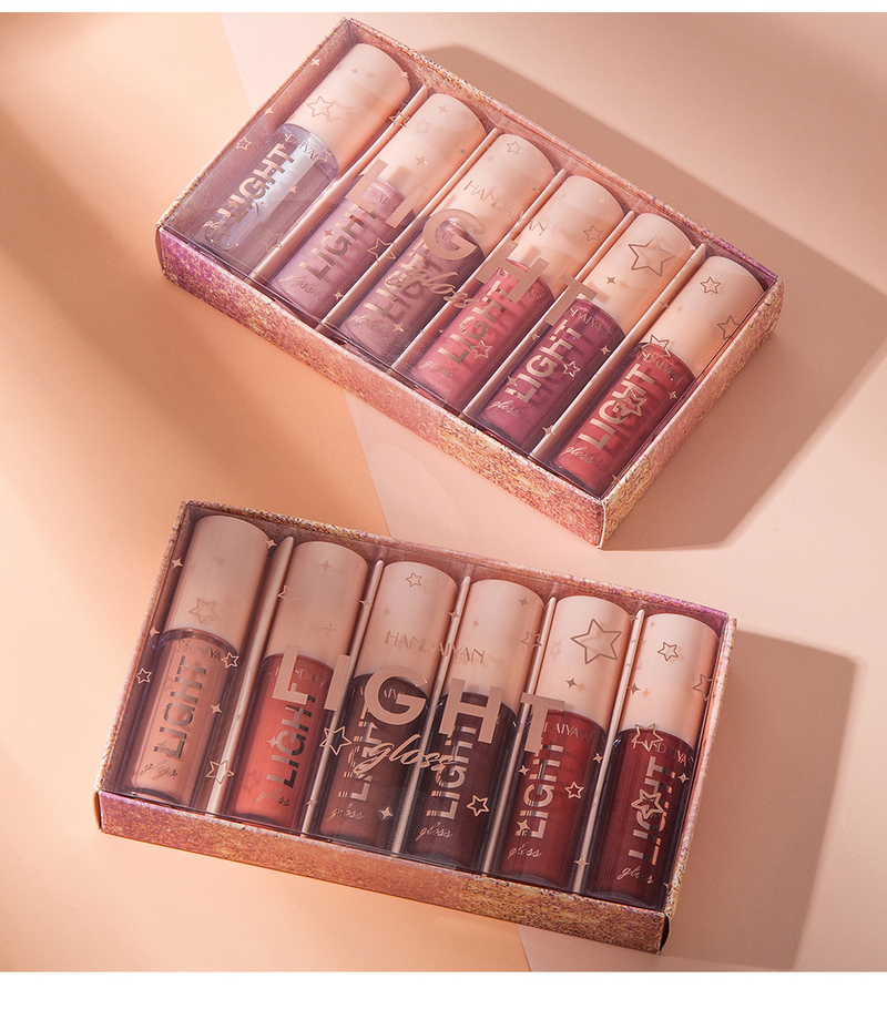 Explosive HANDAIYAN Mirror Water Gloss Liquid Lacquered Glass 6 Pack Lipstick Set Gift Box_voghion.com