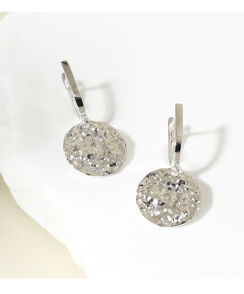 Ouerschnalle Sterling Sëlwer Ronn Textur Ouerréng Einfach Damen All-Match Ouerschmuck Héichwäerteg Nisch_voghion.com