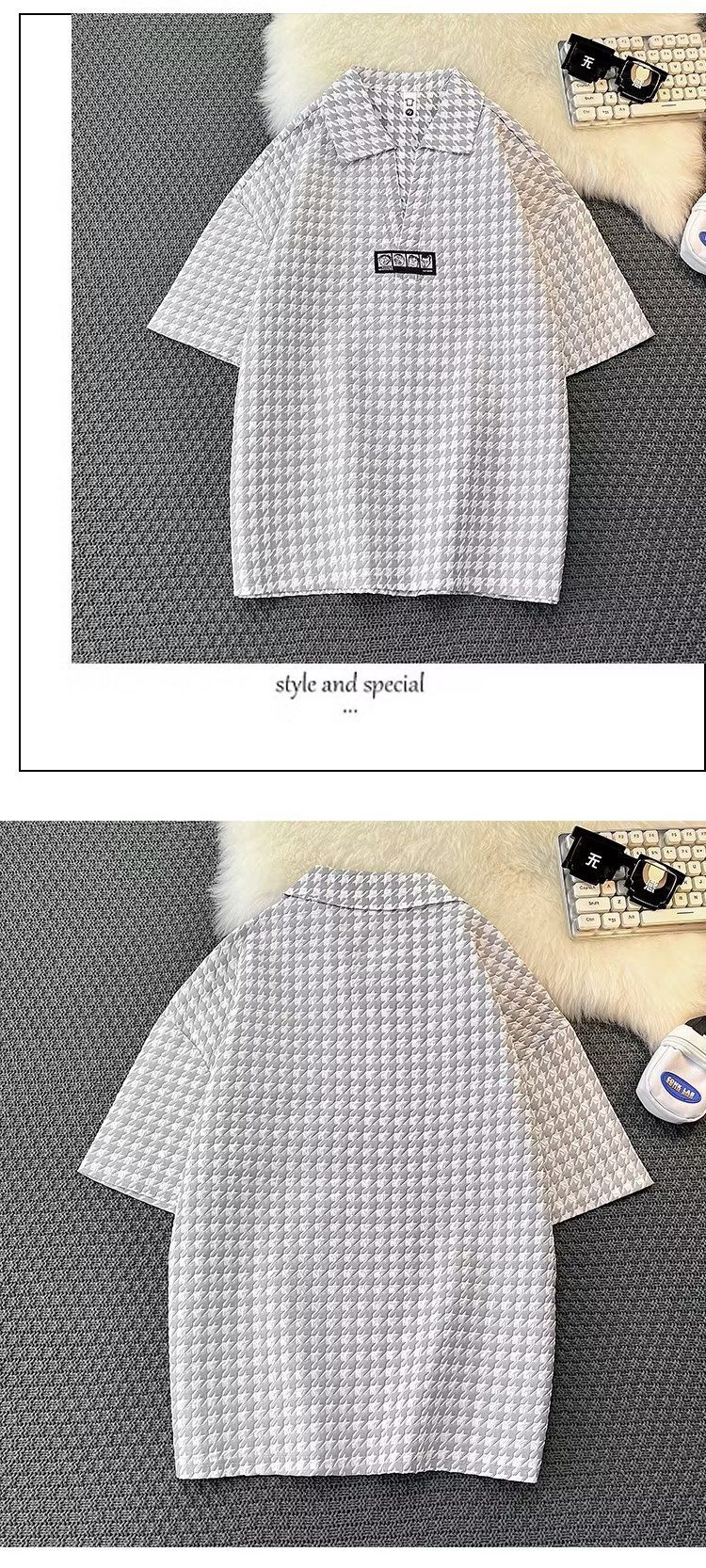 Îmbrăcăminte bărbătească pentru celebrități, primăvară și vară, frumos, cu decolteu în V, din mătase de gheață, mânecă scurtă, tricou POLO pentru bărbați, la modă, all-match, de brand_voghion.com