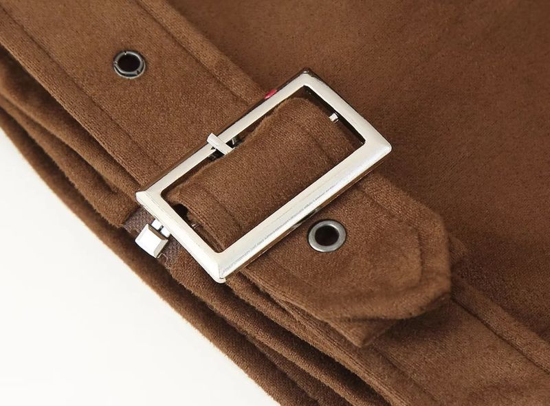 Stylish Short Biker Jacket For Women - Trendy Casual Outerwear With Stand Collar & Zipper Closure, Polyester Fabric, Slim Fit, Dark Brown_voghion.com