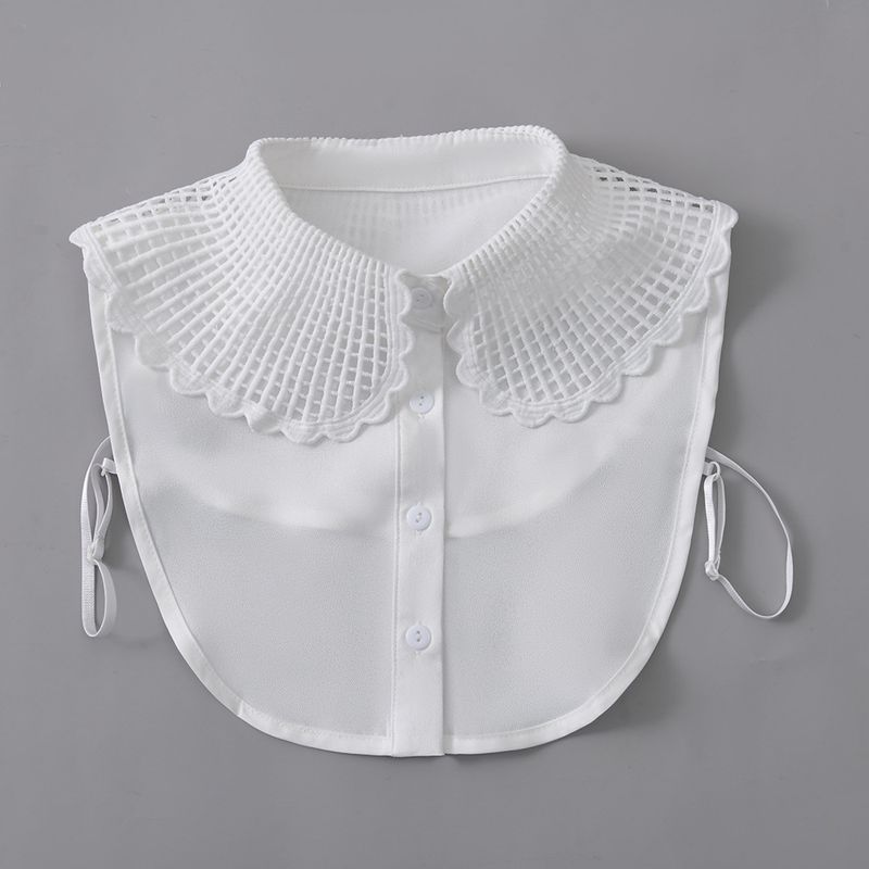 Eenvoudige Lotus Schouder Jacquard High-end Dames Veelzijdige Decoratieve Stand Zuiver Katoenen Kraag_voghion.com