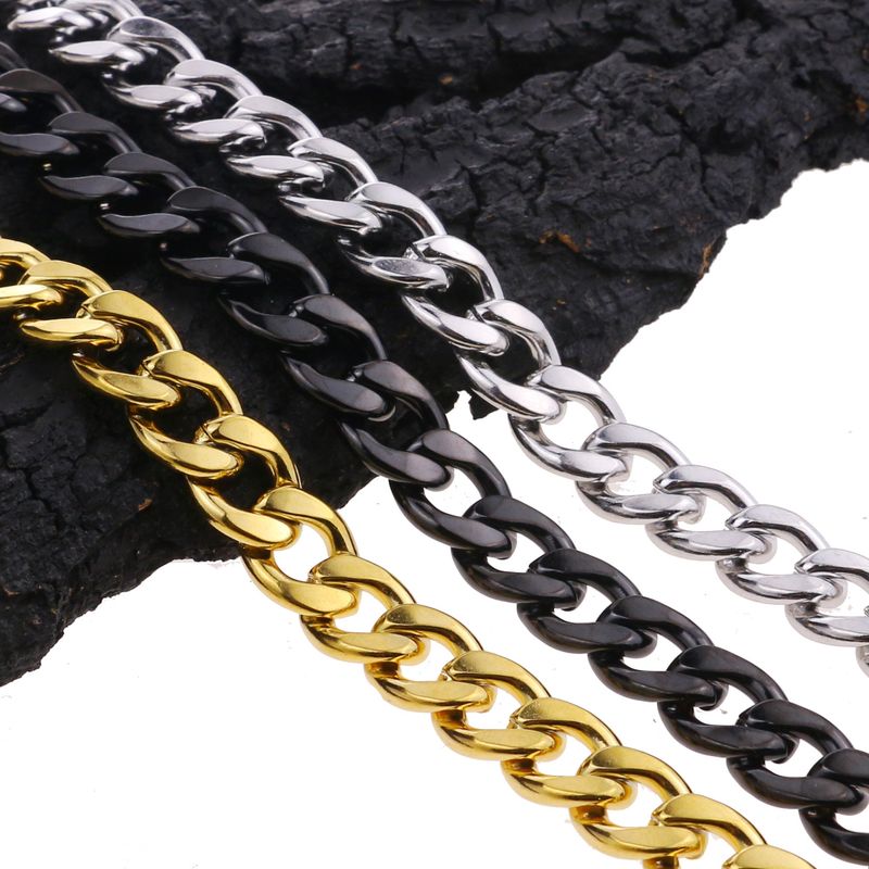 Acciaio inossidabile NK Titanio Acciaio Uomo e Donna Coppia Collana Cubana Grande Catena Oro Hip Hop Punk Gioielli Catena Sezione Piatta Catena_voghion.com