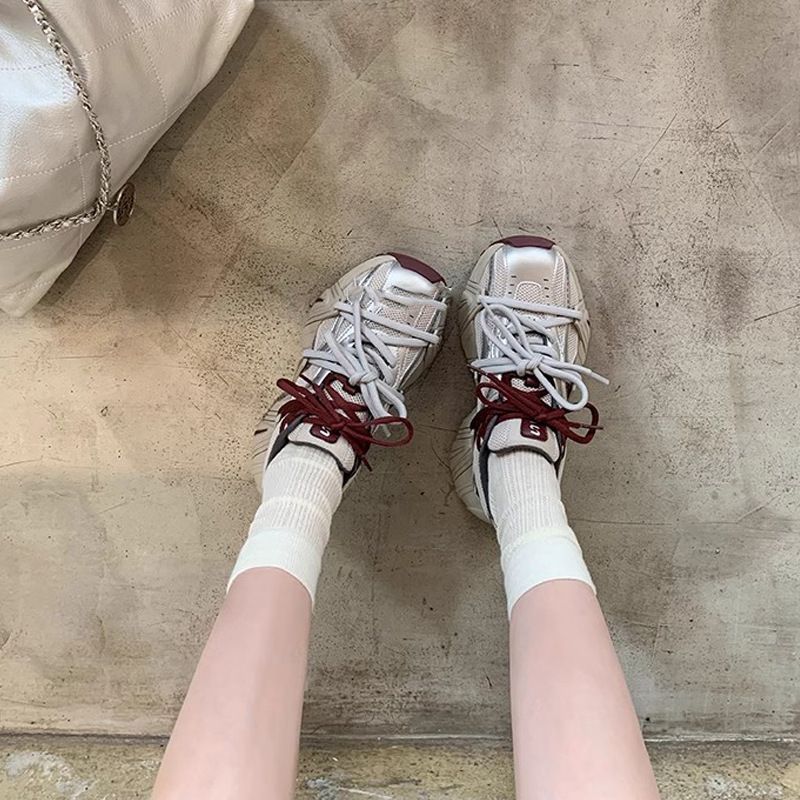 Women's Same Style Height Increase 6cm Retro Mandarin Duck Strap Thick Bottom Lace Up Casual Sports Shoes Dad Shoes For Women_voghion.com