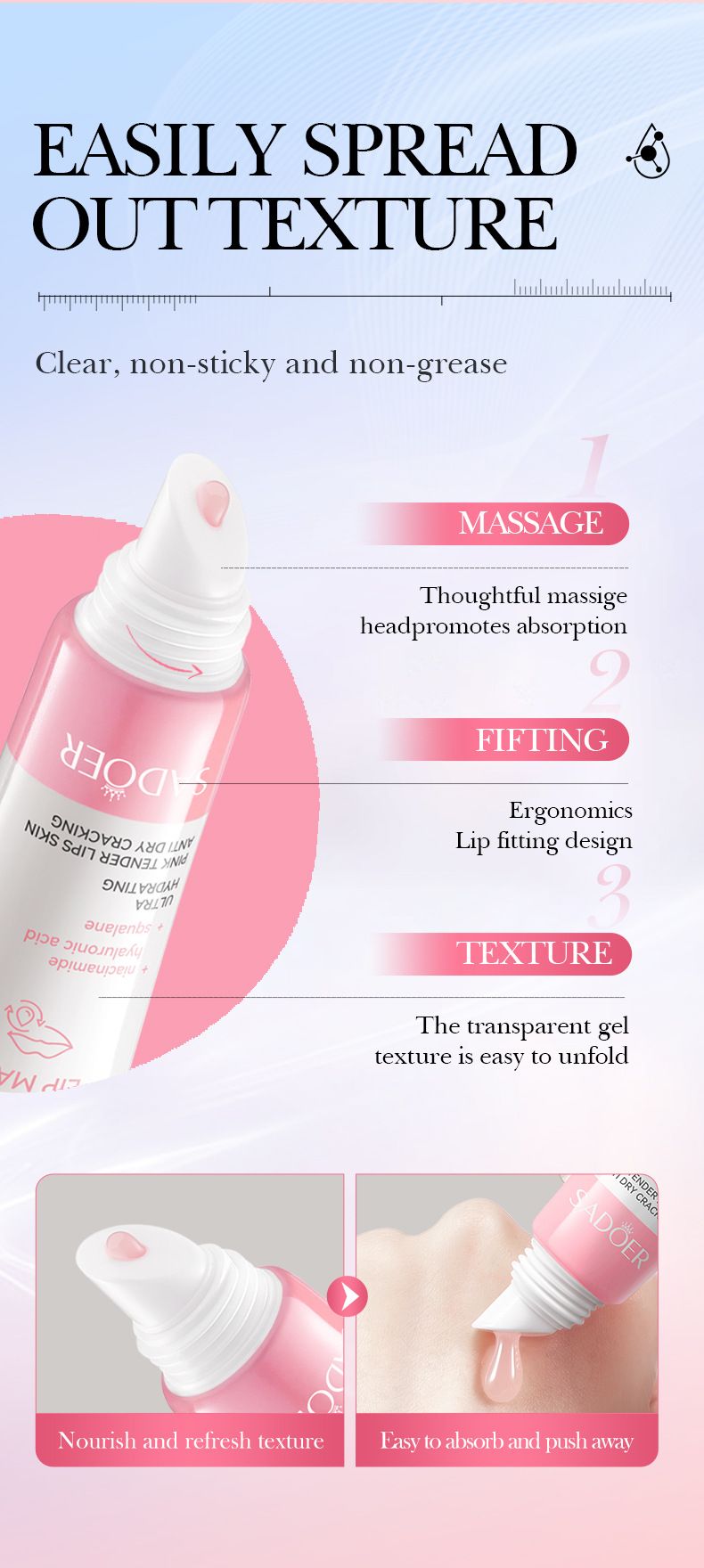 Balsamo per labbra SADOER Five Times Niacinamide Powder Maschera labbra nutriente anti-secchezza e screpolature 10 g Maschera labbra Meridian Amide Maschera labbra alla vitamina C_voghion.com