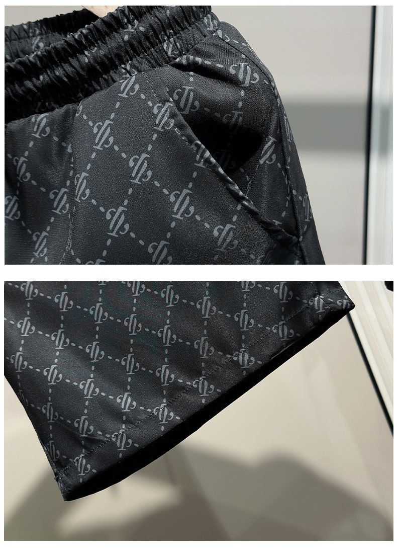 Eisseiden-Shorts für Herren, Sommer, dünne, schnelltrocknende Freizeithose, trendige Home-Shorts für Herren, Oberbekleidung, Strandhose_voghion.com