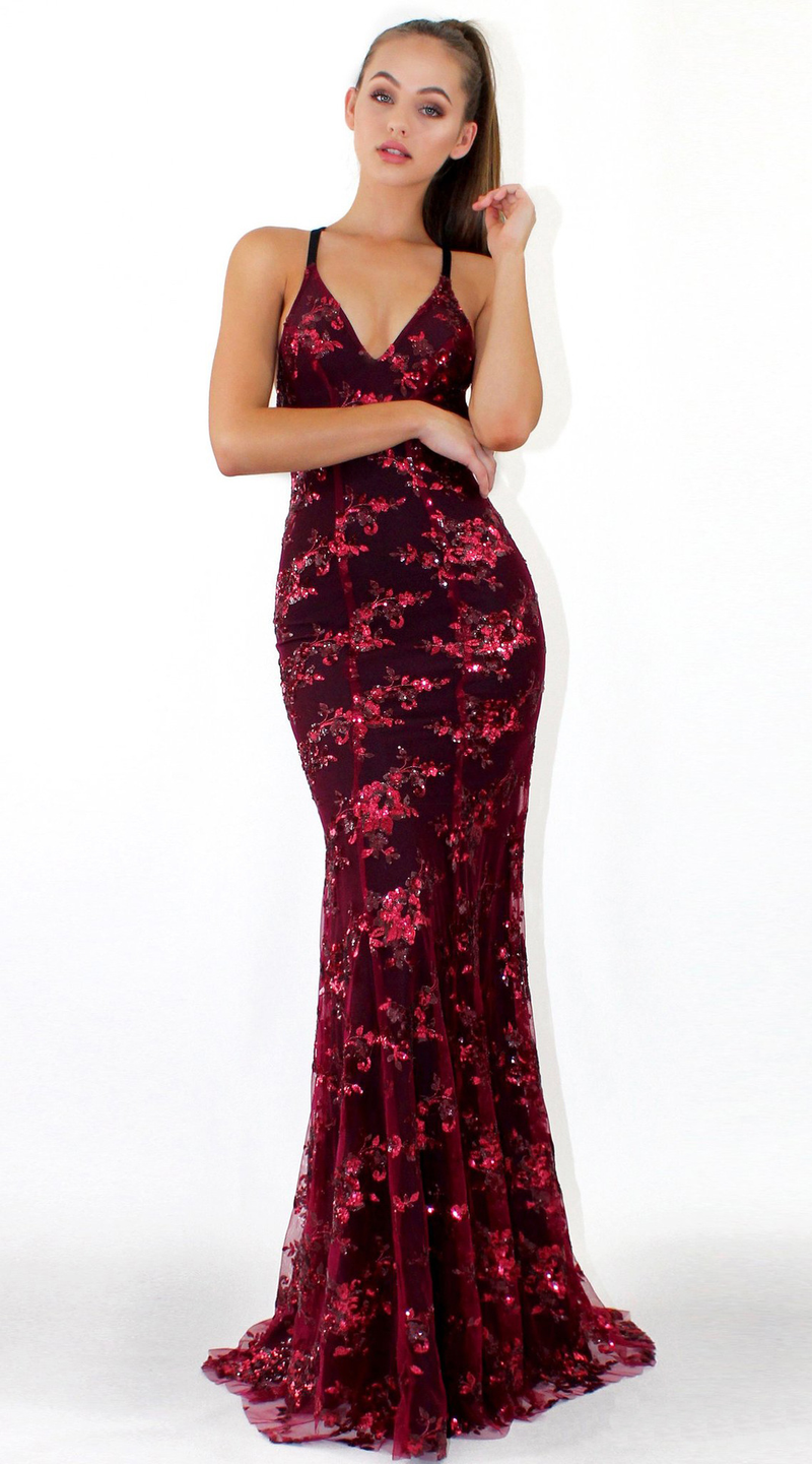 2024 New Women's With V-neck Open Back Sequin Lace Up Dress_voghion.com