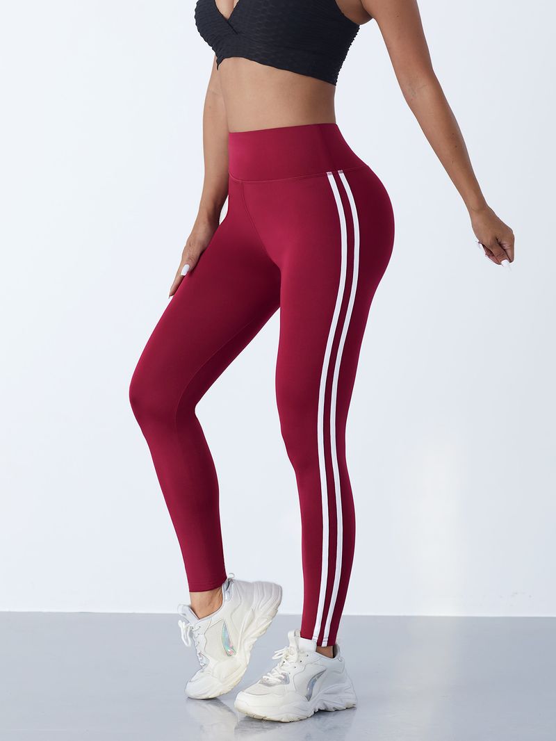 Lässige Sporthose mit Seitenstreifen, hohe Taille, 4-Wege-Stretch, atmungsaktive Lauf-Workout-Yoga-Leggings, Activewear für Damen_voghion.com