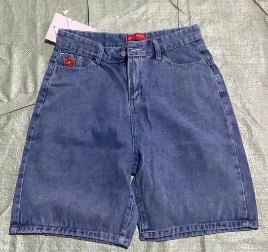 Herrenbekleidung Retro-Jeansshorts Herren Sommer gewaschen Distressed Hellblau Logging Trend Loose Casual Shorts_voghion.com