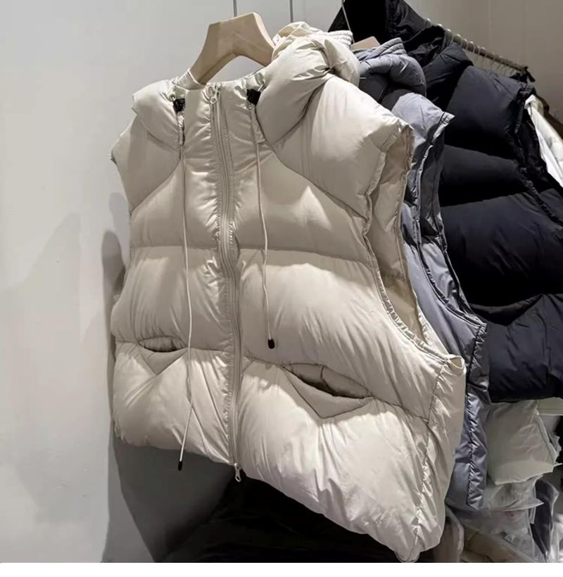 Women's Puffer Vest With Hood – Lightweight Down Filler, Oversized Fit, Short-Length For Petite & Casual Style_voghion.com