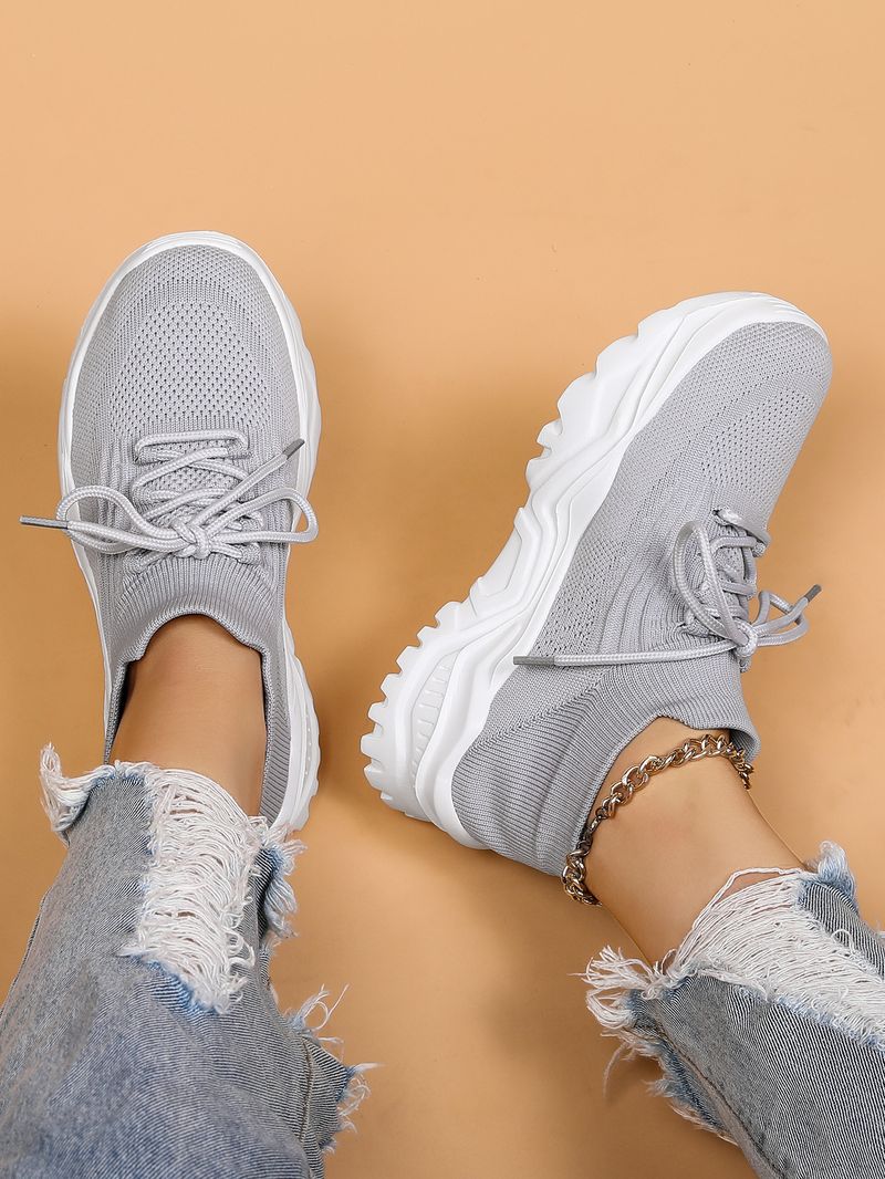 Plus Size Women's Breathable Sock Sneakers Slip-On Lazy Shoes_voghion.com