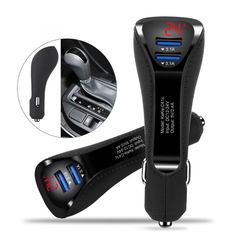 Music Festival  Multi functional digital charger with dual USB interfaces for new mobile phone car charging display voltage and current_voghion.com