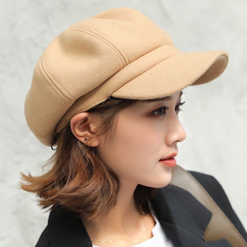 New Arrivals Fashion Solid Color Woolen Newsboy Cap Octagonal 8 Panel Women Autumn Winter Thickened Warm Beret Hat For Girls Sombrero_voghion.com