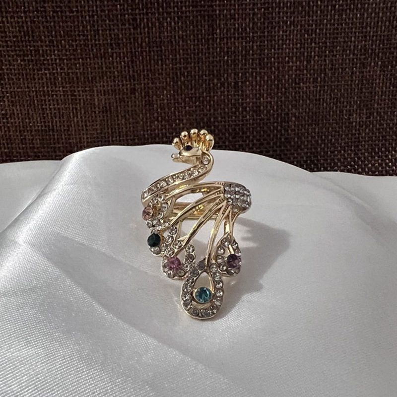Silver Phoenix Ring Opening Hook Needle Vintage Peacock Ring Gold Carp Fish Ring_voghion.com