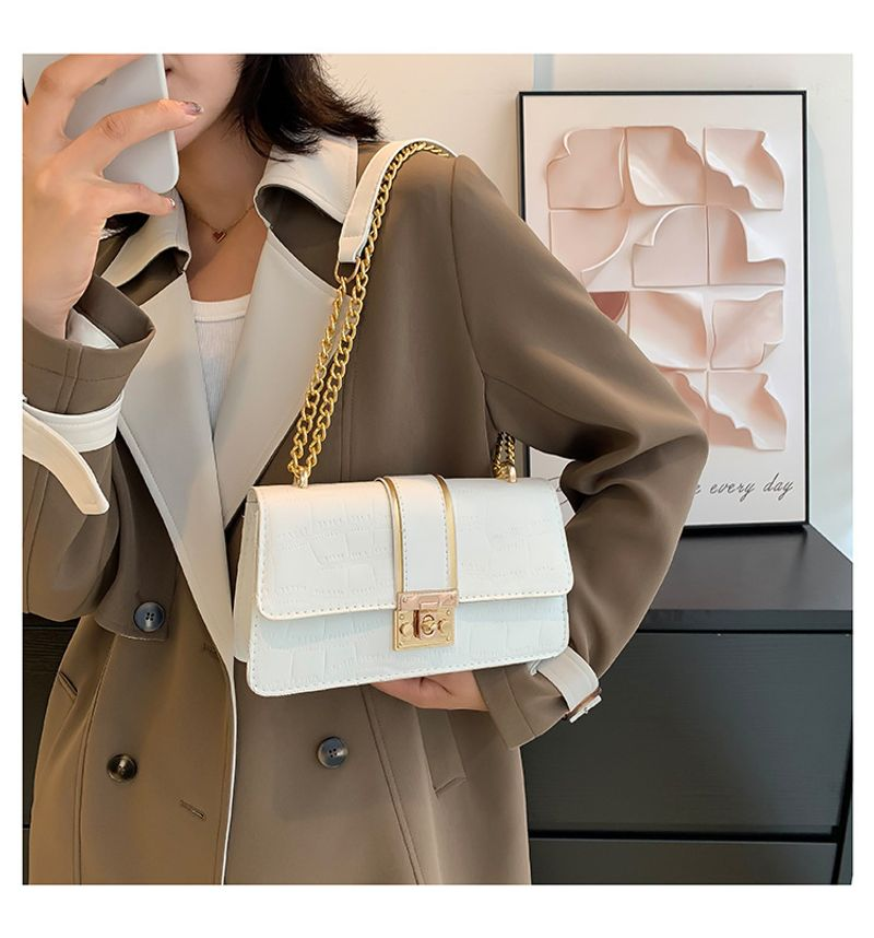 Taschen Unterarm Neue Herbst Koreanische Mode Kette Trendy Texturer Casual Stein Muster Pendler Schulter Tasche_voghion.com