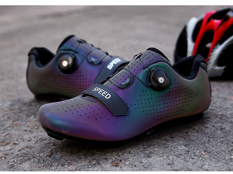 Chaussures de VTT avec système de verrouillage, pour hommes et femmes, pour vélo de route, à semelles rigides, pour spinning, à semelles larges_voghion.com