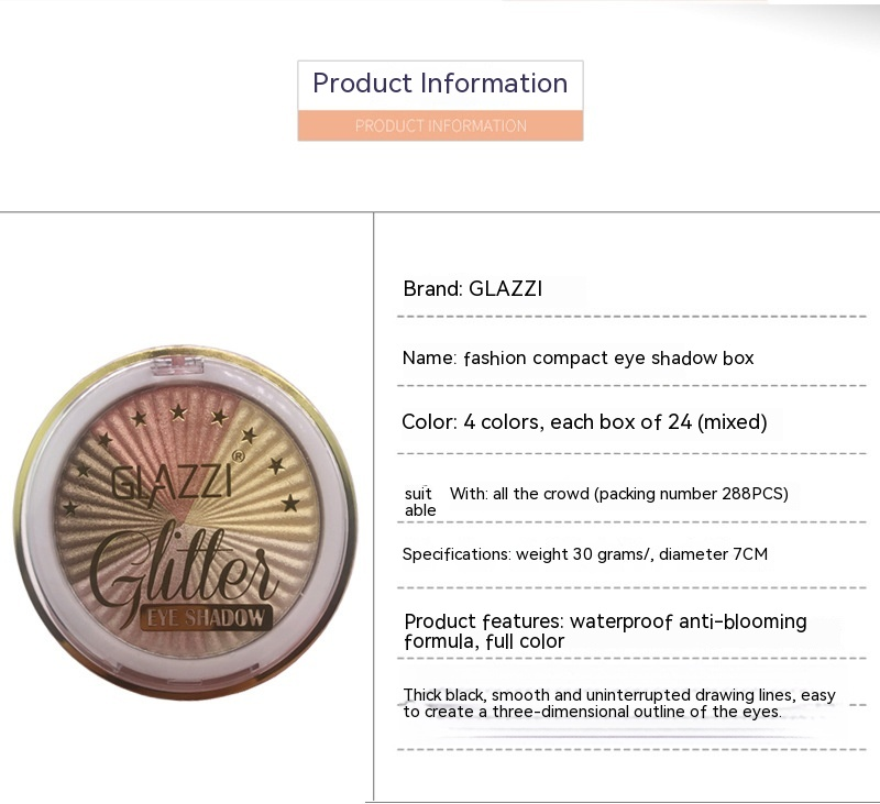 Cosmetici per il trucco della piastra per ombretti a tre colori GLAZZI asciutti e bagnati a doppio uso_voghion.com