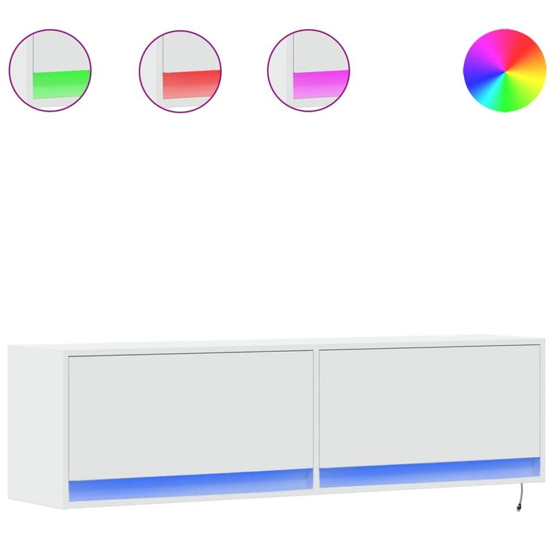 TV-Wandschrank mit LED-Beleuchtung Weiß 140x31x38 cm_voghion.com