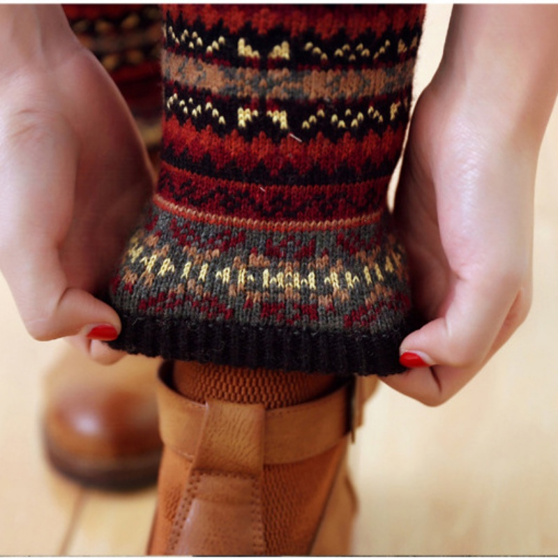 Nouveau Hiver sur genou longue couverture en tricot Crochet femmes jambe chaud Legging chaud rayé noël Pierna Mujer cuisse_voghion.com