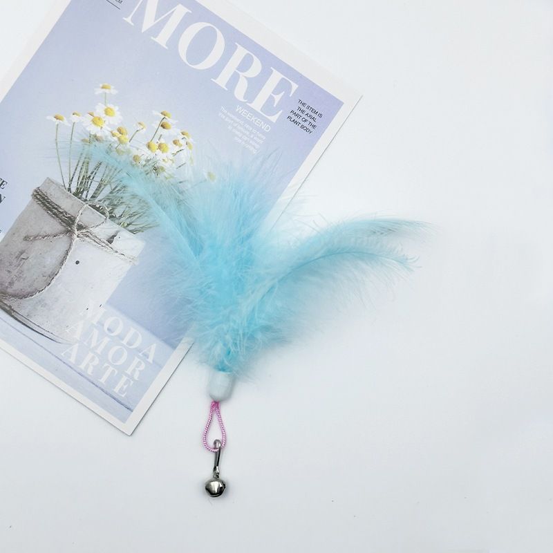 Różdżka z piórkami wróżki z wymienną główką dzwonka, interaktywna zabawka dla kota do samodzielnej zabawy, artykuły dla zwierząt_voghion.com