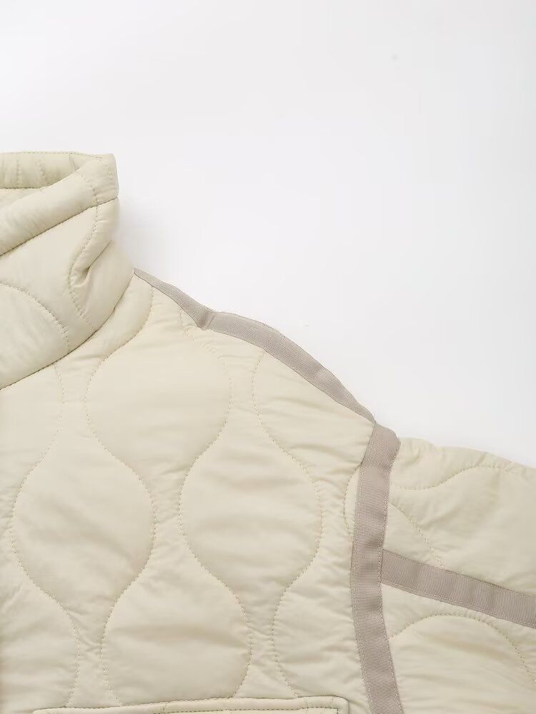 Cappotto imbottito TRAF ZR Nuovo in Capispalla Fiocco Beige Corto Parka da neve Elegante Cappotto da donna di lusso Cappotti invernali caldi da donna_voghion.com