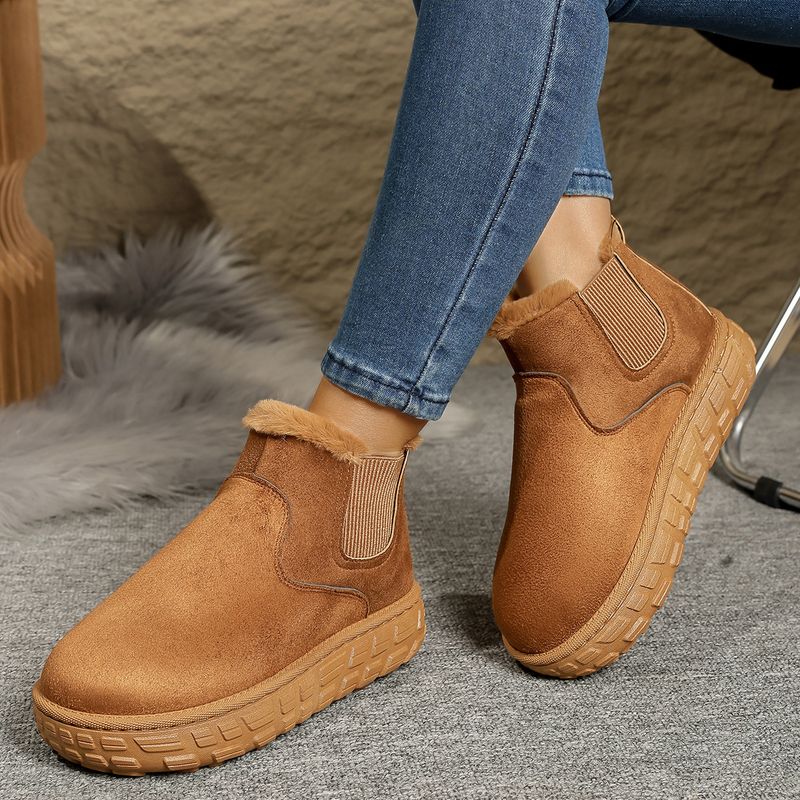 Women's Shoes New Autumn And Winter Snow Boots Women Warm Solid Color Large Size Elastic Band Thick Bottom Short Barrel Cotton Shoes_voghion.com