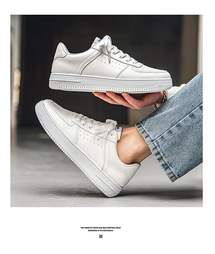 Scarpe da ginnastica casual da uomo, traspiranti, con punta tonda, bianche, basse, con lacci, per studenti estivi, scarpe sportive bianche pure_voghion.com