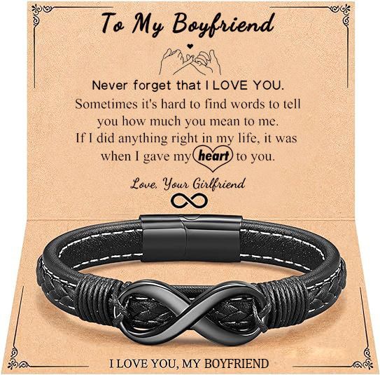 Bracciale da uomo in acciaio inossidabile con forma magnetica nera a forma di 8 "To My Man"_voghion.com