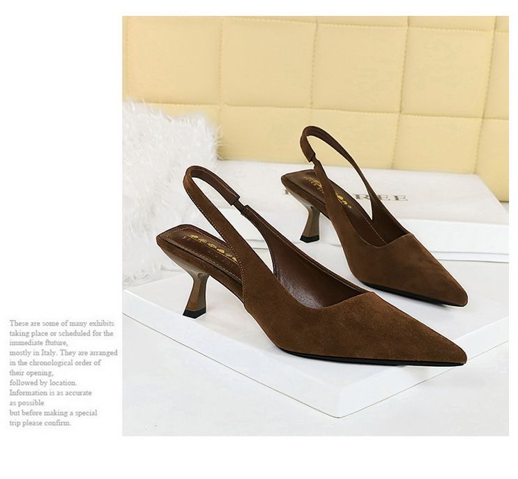 8295 Suede High-heeled Shoes With Pointed Hollowed Out Wine Glass Heel , Shallow Back Strap, Plain Single Shoe For_voghion.com