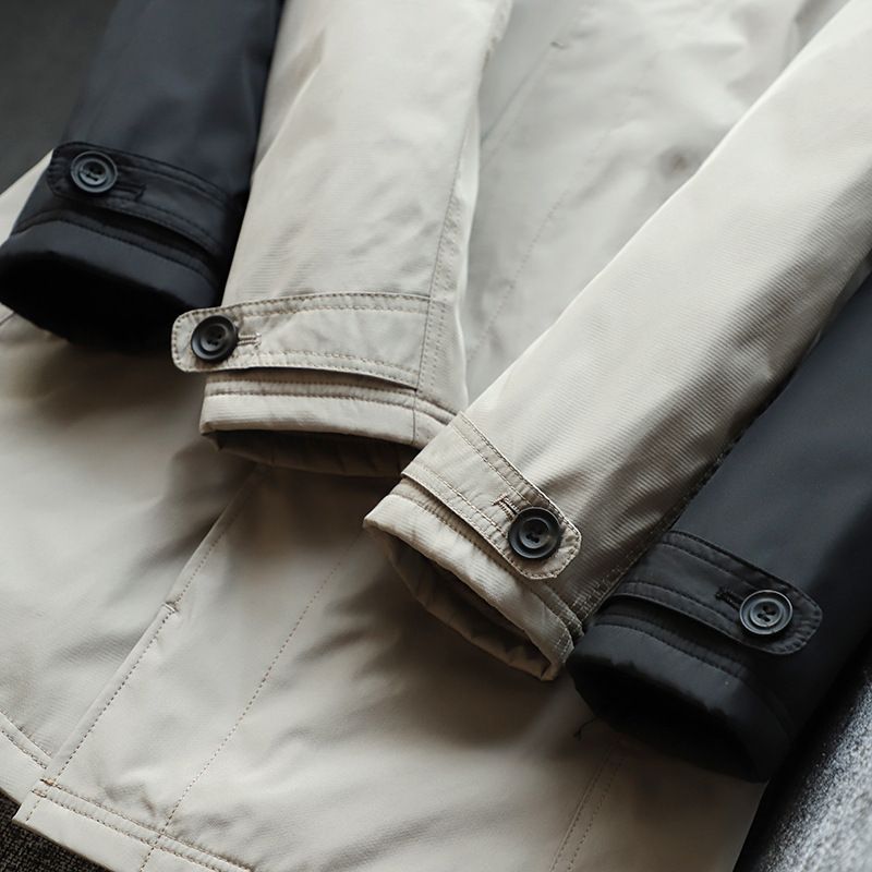 Men's Waterproof Windproof Quilted Long Coat With Stand Collar Winter Warm Trench Coat For Casual Outwear (Khaki, Black, Navy, Gray)_voghion.com