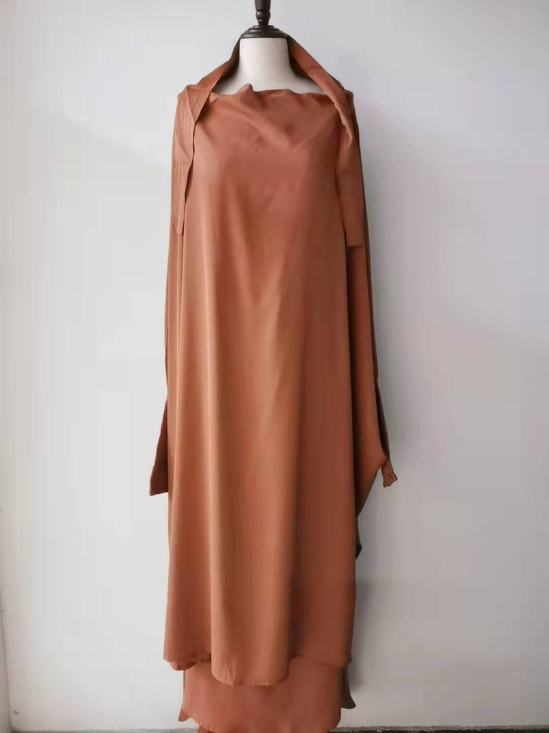 Women's solid color robe two-piece set_voghion.com
