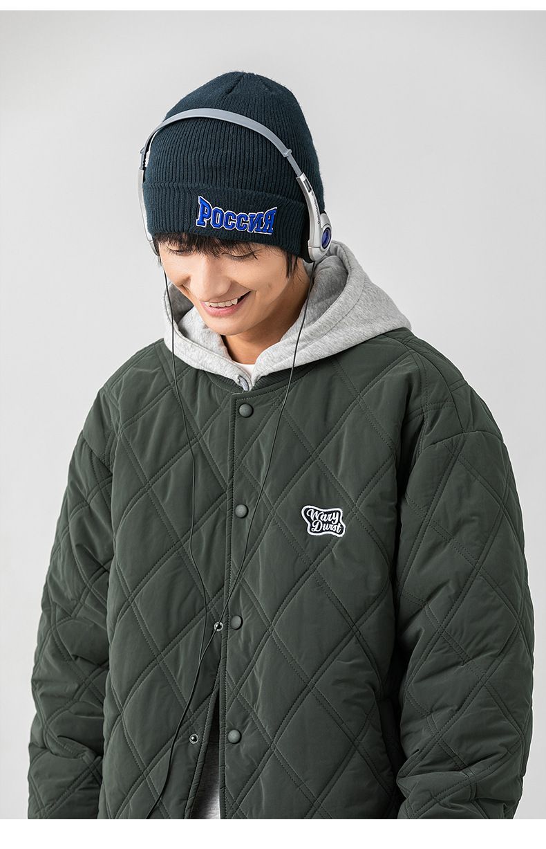 Steppjacke mit Baseballkragen für Herren – Streetwear-Wintermantel mit lockerer Passform und Rautenstich-Design_voghion.com
