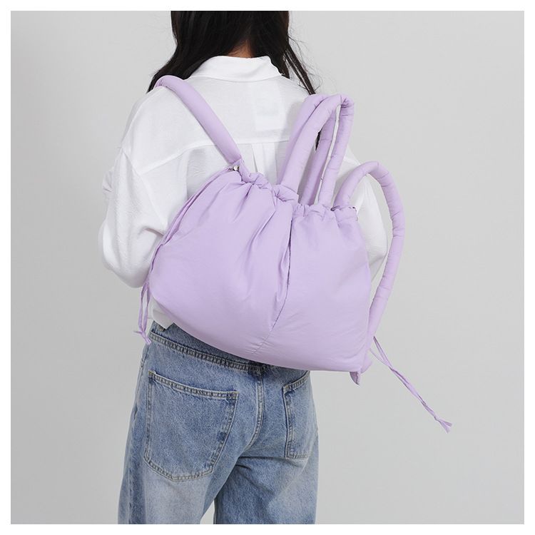 New style portable down cotton bag winter versatile fashion shoulder messenger bag multifunctional pleated casual backpack_voghion.com
