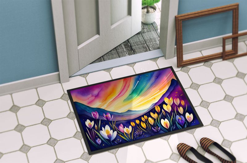 Crocus In Color Doormat Front Door Mat Indoor Outdoor Rugs For Entryway, Non Slip Washable Low Pile, 24H X 36W_voghion.com