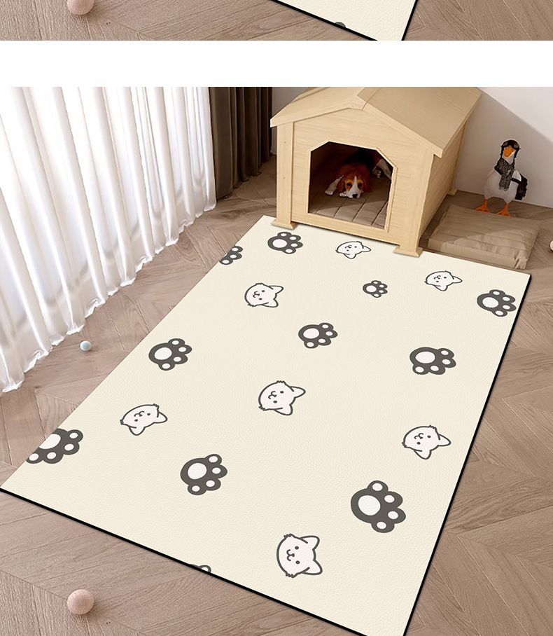 Rutschfeste PVC-Haustiermatte mit niedlichen Cartoon-Aufdrucken – wasserdicht, schmutzabweisend, leicht zu reinigen für Hunde und Katzen – Schutz für Zuhause, Käfig und Boden_voghion.com