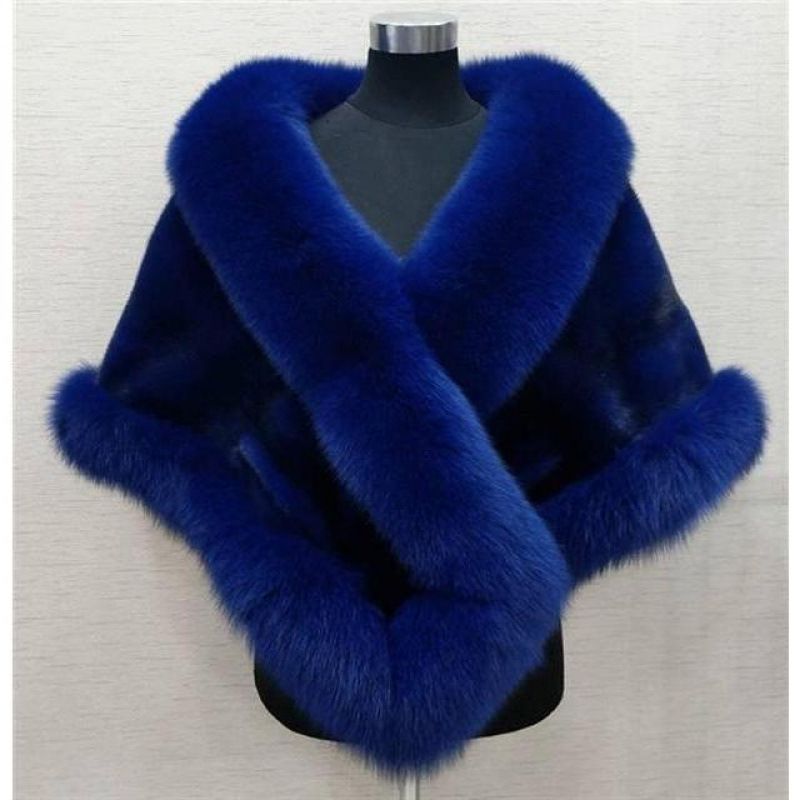 Nerz Fuchs frauen Cape Pelz Mantel Kleid Schal 2025 Winter Neue Weiß_voghion.com