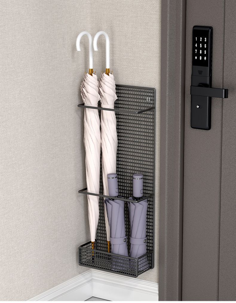 Supporto per porta, senza foratura, da parete, per riporre ombrelli commerciali, con manico lungo, organizer per uso domestico_voghion.com