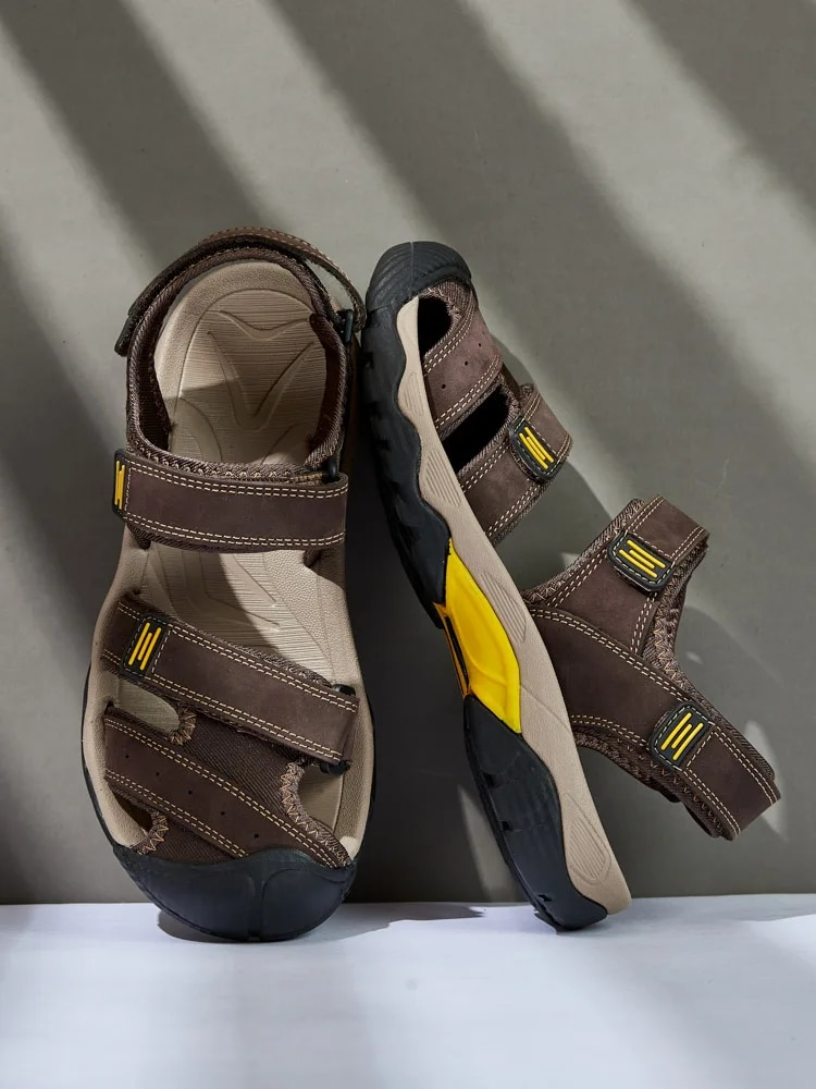 Summer New Genuine Leather Large Size 38-48 Fashion Slippers Men's Sandals Outdoor Beach Shoes_voghion.com
