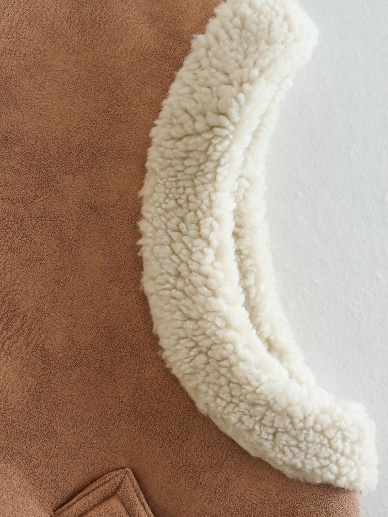 Damen Y2K Shearling Weste – Faux Wildleder & Fleece Puffer Ärmellose Jacke – Streetwear Oberbekleidung (XS-L)_voghion.com