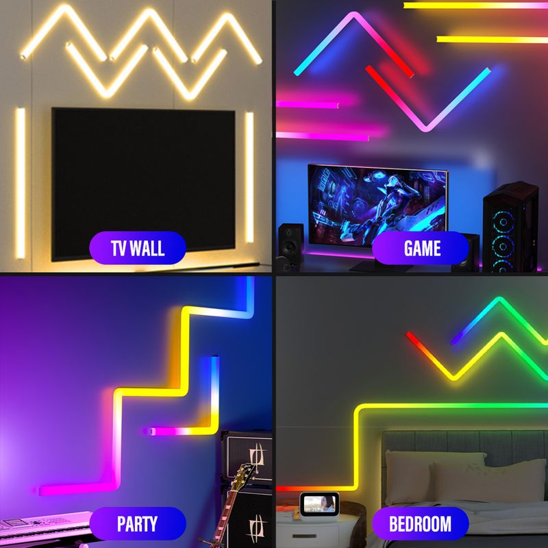 Intelligent Creative RGBIC Splicing Wall Remote Control Music Sync Smart LED Light Bedroom Decoration Atmosphere Lamp_voghion.com
