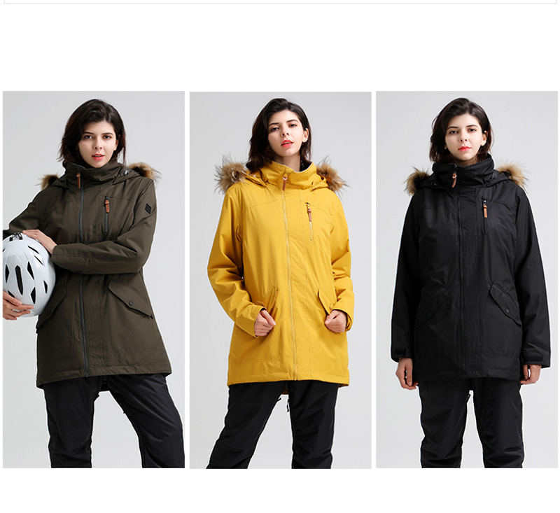 Mulheres esqui à prova de vento à prova d'água clipe quente algodão esportes ao ar livre equipamentos moda simples inverno neve jaqueta_voghion.com