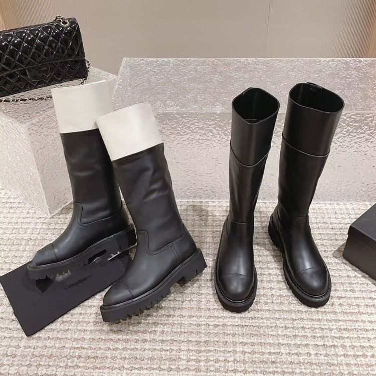 High End Hoe 2023 Mall Fragrant Heel Knight Leather Thick Oled Long Traight High Leg Not Over The Knee Women'_voghion.com