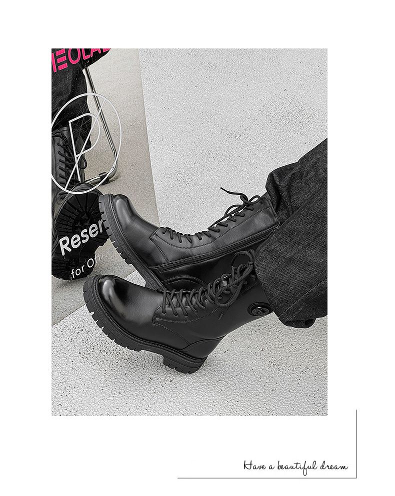 Retro Tooling Boots Long Tube Thick Sole Heightening Martin Boots Thermal Locomotive Knight Boots Men's Boots_voghion.com