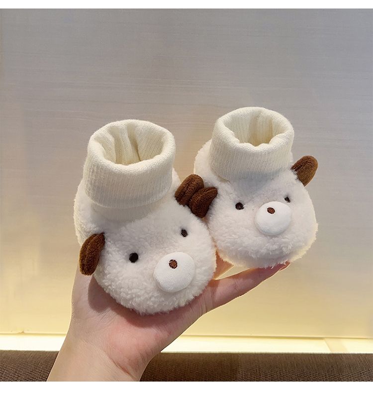 Chaussures d'hiver chaudes en velours pour nouveau-né, en coton, pour bébé garçon et fille, 0-3-6-9 mois, avec chaussettes intégrées._voghion.com