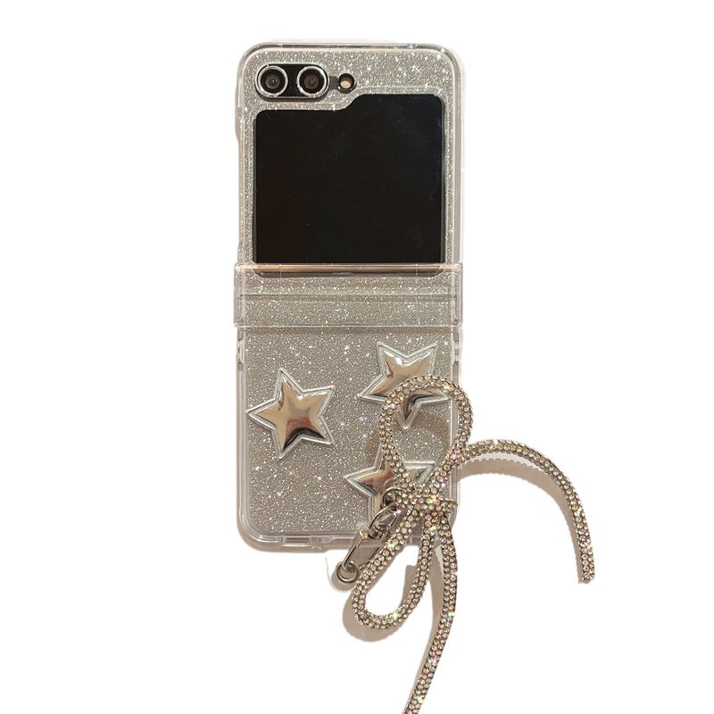 Silver glitter for Samsung zflip5 folding screen phone case Samsung Galaxy ZFLIP3/4 bow_voghion.com