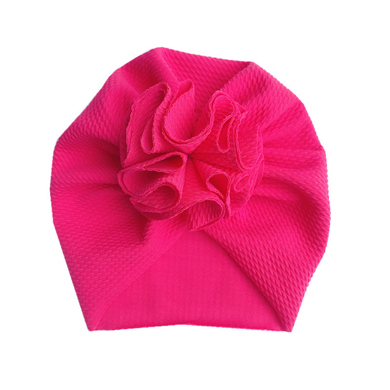 Söt blomma flicka indisk hatt enfärgad nyfödd spädbarn mössa Beanies Headwrap barn hatt turban huva_voghion.com
