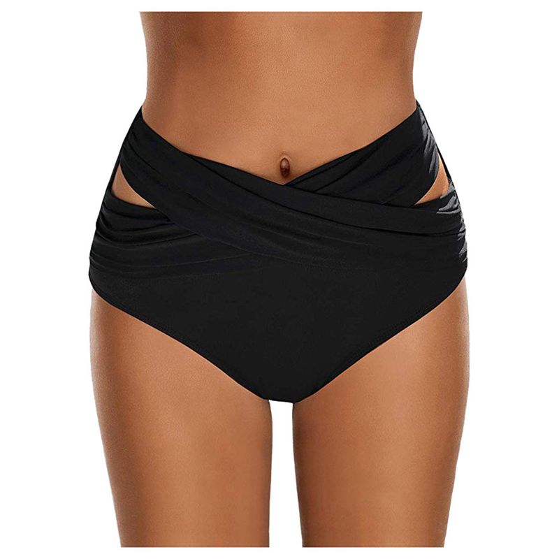 Calção de banho feminino com cintura alta e triângulo, versátil, slim, cruzado e vazado_voghion.com