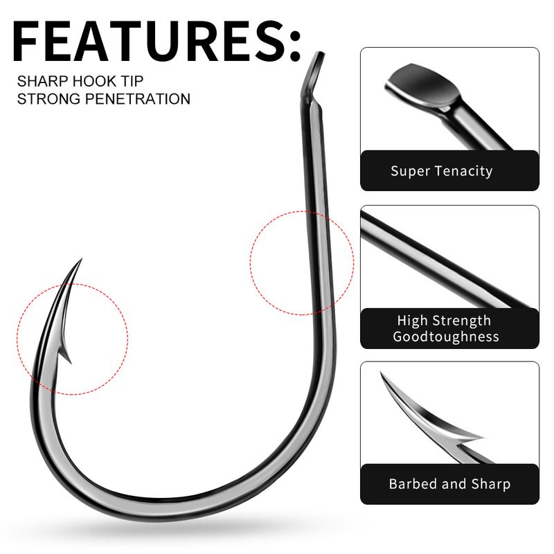 Luya Maruyo Crooked Mouth With Barbs Sea Fishing String High Carbon Steel Plate Bulk Fish Hooks 100pcs/Bag_voghion.com