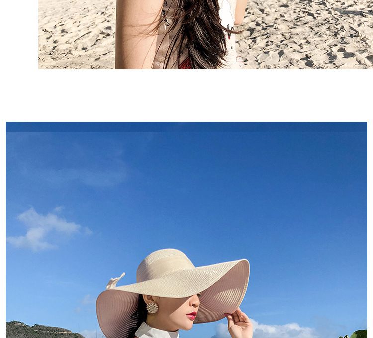 Pdmcms Beach Straw Hat for Summer Beach Outing Large Brim for Sun Protection and Vacation Versatile Cool Hat Sun Hat_voghion.com
