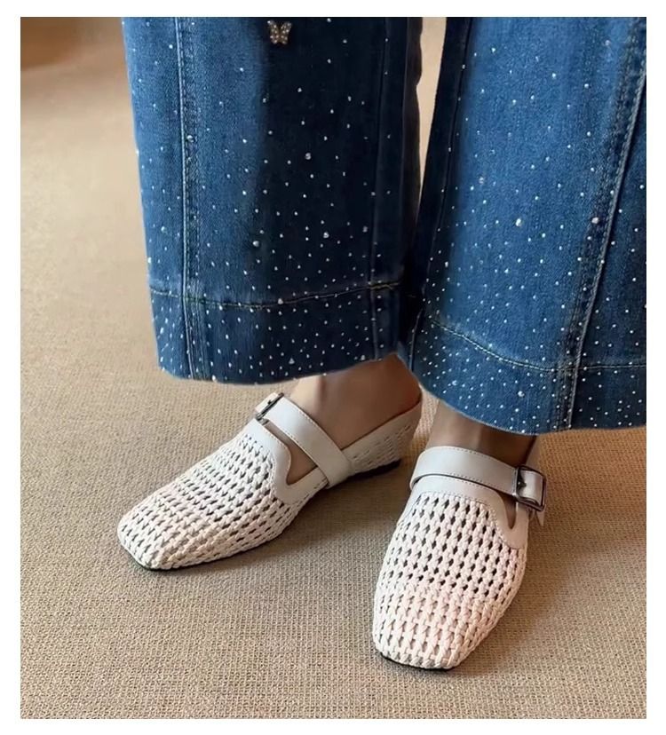 Damskor Flätade högtidsskor i kilklack med stängd tå för kvinnor att bära som slip-on-slip-ins med bältesspänne_voghion.com